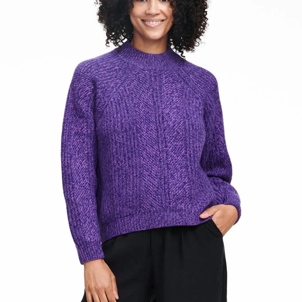 NAADAM Cashmino Textured Crewneck Sweater Purple Iris Marl XS